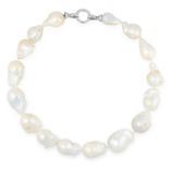 A BAROQUE PEARL NECKLACE comprising of a single row of sixteen baroque pearls, 44cm, 133g.