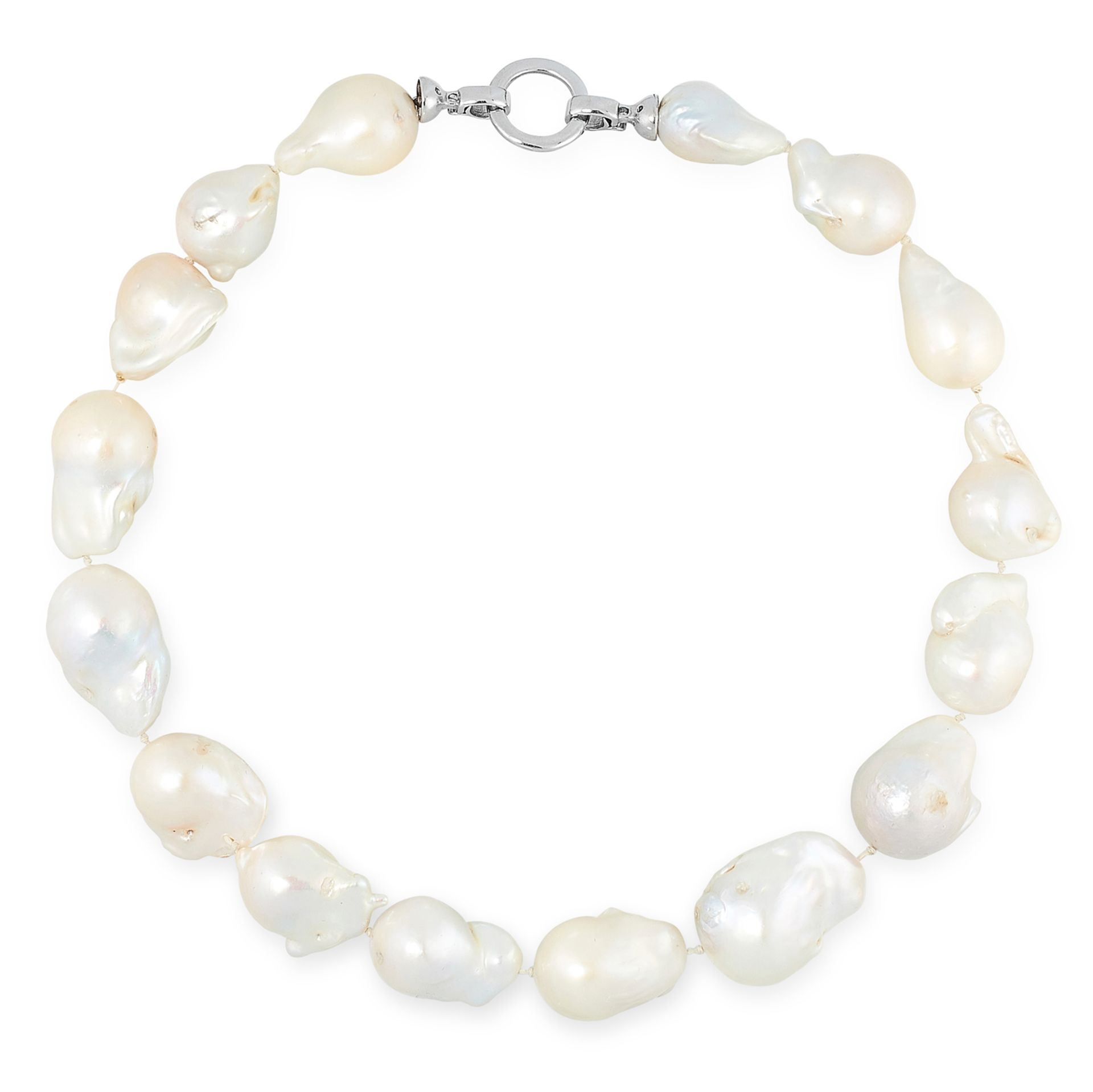 A BAROQUE PEARL NECKLACE comprising of a single row of sixteen baroque pearls, 44cm, 133g.