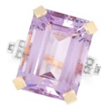 AN AMETHYST AND DIAMOND DRESS RING in 18ct yellow