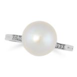 A NATURAL PEARL AND DIAMOND RING, RENE BOIVIN in p