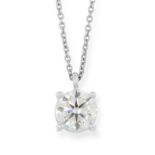 A SOLITAIRE DIAMOND PENDANT AND CHAIN set with a r