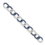 A SAPPHIRE AND DIAMOND BRACELET comprising of large curb links set with alternating round cut
