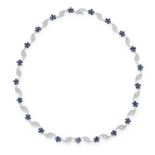 A SAPPHIRE AND DIAMOND NECKLACE comprising of alternating round cut diamond and round cut sapphire