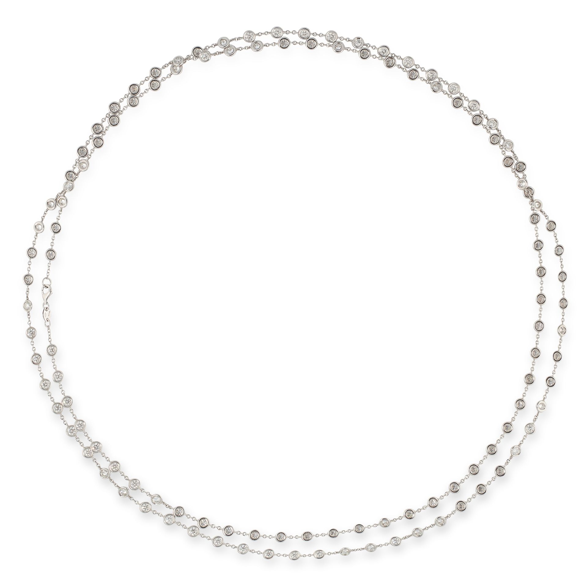 A DIAMOND LONG CHAIN SAUTOIR NECKLACE in the manne