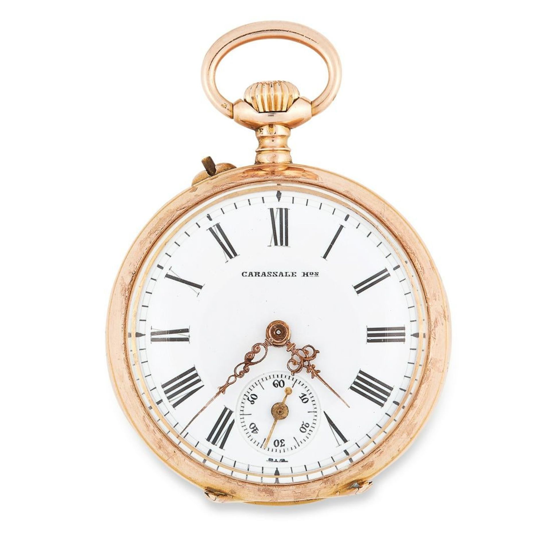 AN ANTIQUE ENAMEL AND DIAMOND POCKET WATCH in 18ct yellow gold, set with rose cut diamonds and