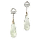 A PAIR OF DIAMOND AND TOURMALINE EARRINGS in white