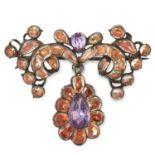 AN ANTIQUE TOPAZ AND AMETHYST BROOCH, PORTUGESE 18