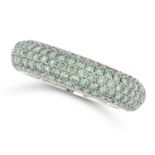 A GREEN DIAMOND RING comprising of a pave set band, set with green round brilliant cut diamonds,