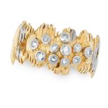 A VINTAGE DIAMOND RING, CHARLES DE TEMPLE, 1966 in 18ct yellow and white gold, in textured pierced