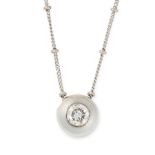 A DIAMOND PENDANT AND CHAIN set with a round cut diamond of 0.44 carats in a chunky bezel, tests