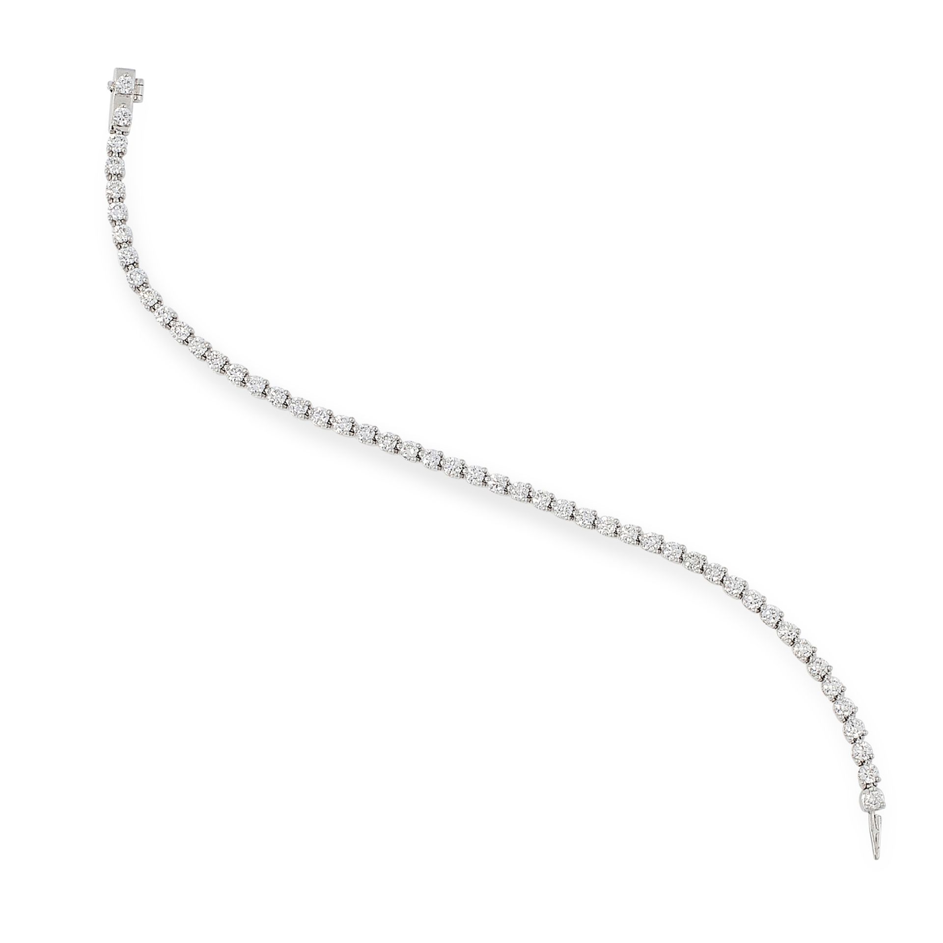 A DIAMOND LINE BRACELET, HARRY WINSTON in platinum, comprising a single row of forty-nine round