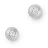 A PAIR OF DIAMOND STUD EARRINGS each set with a round cut diamond, tests as 18ct white gold, stamped