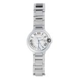 A BALLON DE BLEU JUMBO WRIST WATCH, CARTIER the stainless steel case with smooth bezel, silver