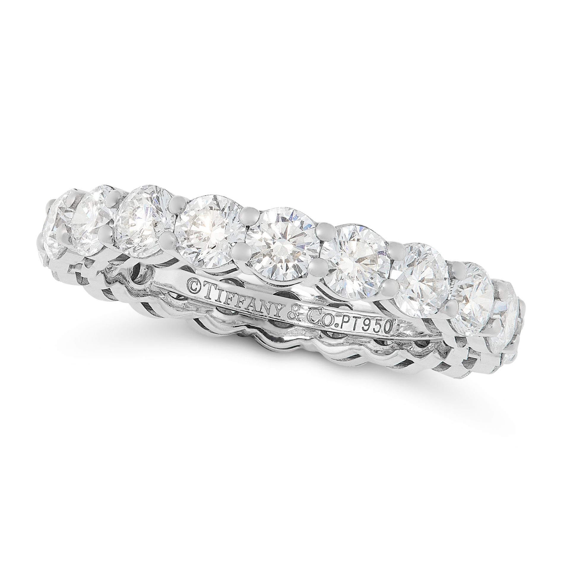 A 3.70 CARAT DIAMOND ETERNITY RING, TIFFANY & CO in platinum, designed as a full eternity band set