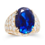 A 13.38 CARAT BURMA NO HEAT SAPPHIRE AND DIAMOND RING, VAN CLEEF & ARPELS set with an oval cut