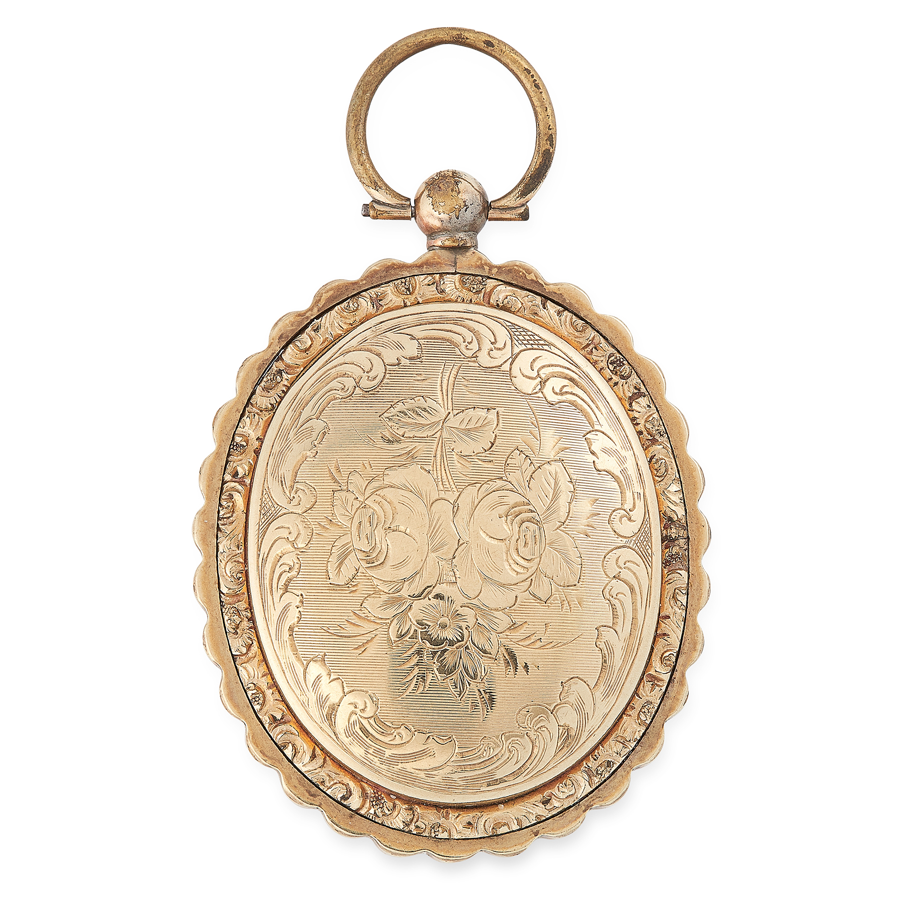 AN ANTIQUE HAIRWORK AND PORTRAIT MINIATURE MOURNING LOCKET, 19TH CENTURY the oval body with