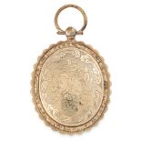 AN ANTIQUE HAIRWORK AND PORTRAIT MINIATURE MOURNING LOCKET, 19TH CENTURY the oval body with