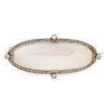 AN ANTIQUE MOONSTONE AND DIAMOND BROOCH, CIRCA 1900 set with an elongated oval moonstone cabochon