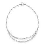 A VINTAGE DIAMOND NECKLACE, VAN CLEEF & ARPELS in platinum, comprising a row of graduated round