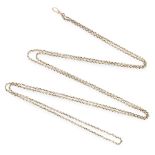 AN ANTIQUE GUARD CHAIN NECKLACE in yellow gold, formed of a single row of belcher links, 182.0cm,