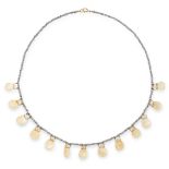 A CITRINE FRINGE NECKLACE comprising a single row of faceted steel rondelles suspending thirteen
