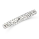 A DIAMOND ETERNITY RING in platinum, designed as a full band set with round and rose cut diamonds,