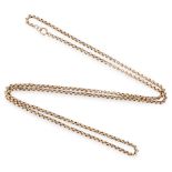 AN ANTIQUE VICTORIAN CHAIN NECKLACE in yellow gold, formed of a single row of belcher links,