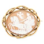 AN ANTIQUE VICTORIAN CAMEO BROOCH, 19TH CENTURY in pinchbeck, of oval form, set with a carved