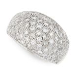 A DIAMOND BOMBE DRESS RING in 18ct yellow and white gold, designed as a graduated band, pave set