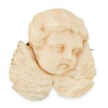 AN ANTIQUE IVORY CHERUB BROOCH, 19TH CENTURY carved to depict a cherub with wings, unmarked, 3.