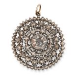 AN ANTIQUE DIAMOND PENDANT, 19TH CENTURY in sterling silver, the circular openwork body set with a