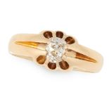AN ANTIQUE VICTORIAN DIAMOND RING in 18ct yellow gold, set with a single old cut diamond of 0.49