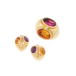 AN AMETHYST AND CITRINE RING AND EARRINGS SUITE, PARTLY BY TIFFANY & CO each set with oval cut