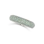 A GREEN DIAMOND RING comprising of a pave set band, set with green round brilliant cut diamonds,