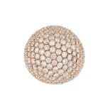 A DIAMOND COCKTAIL RING of bombe design, allover pave set with round cut diamonds totalling 14.0-