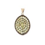 AN ANTIQUE CHRYSOLITE PENDANT, PORTUGUESE LATE 18TH CENTURY in high carat yellow gold and silver,