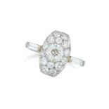 A DIAMOND DRESS RING the oval face set with round old cut diamonds totalling 2.2-2.6 carats, between