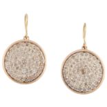 A PAIR OF DIAMOND MEDULA EARRINGS the circular face of each is pave set with rose cut diamonds, 4.