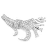 A DIAMOND SPRAY BROOCH, CIRCA 1950 in platinum, designed as a floral spray, jewelled with round