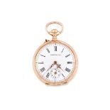 AN ANTIQUE ENAMEL AND DIAMOND POCKET WATCH in 18ct yellow gold, set with rose cut diamonds and