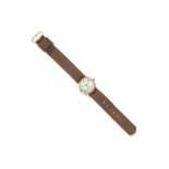 A LADIES WRISTWATCH, ROLEX with a gold bezel and brown fabric strap, 22.5cm, 22.7g.