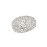 A DIAMOND BOMBE RING set with old and round cut diamonds, size O / 7, 9.4g.