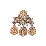 AN ANTIQUE TOPAZ GIRANDOLE BROOCH, PORTUGESE 18TH CENTURY jewelled with round, pear and fancy cut