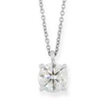 A SOLITAIRE DIAMOND PENDANT AND CHAIN set with a round cut diamond of 0.85 carats, tests as 18ct