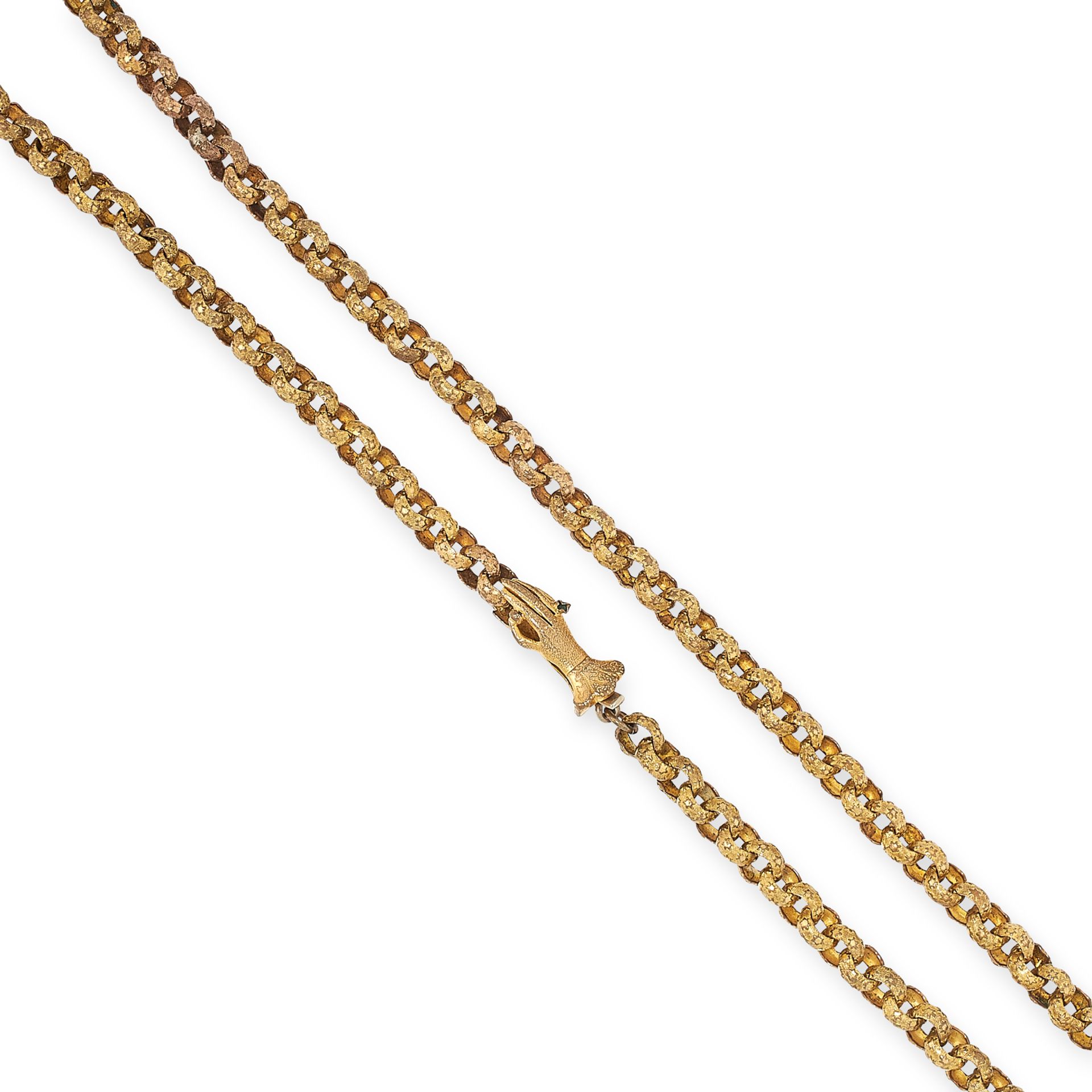 AN ANTIQUE GEORGIAN FANCY LINK CHAIN NECKLACE, 19TH CENTURY designed as a single row of