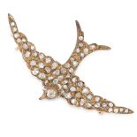 AN ANTIQUE DIAMOND BIRD BROOCH, LATE 19TH CENTURY in yellow gold, designed as a swallow, set allover