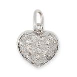 A DIAMOND HEART PENDANT in white gold, designed as a heart, set to one side with a cluster of single