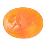 AN ANTIQUE CARVED CARNELIAN INTAGLIO, FORMERLY BELONGING TO PRINCE STANISLAS PONIATOWSKI carved to