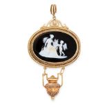 AN ANTIQUE CAMEO PENDANT, 19TH CENTURY in high carat yellow gold, the oval body set with a carved