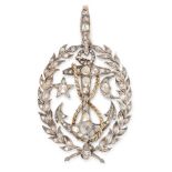 AN ANTIQUE DIAMOND PENDANT, 19TH CENTURY in yellow gold and silver, designed as an anchor within